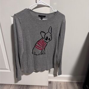 Banana Republic Gray Sweater with Frenchie Dog Design M